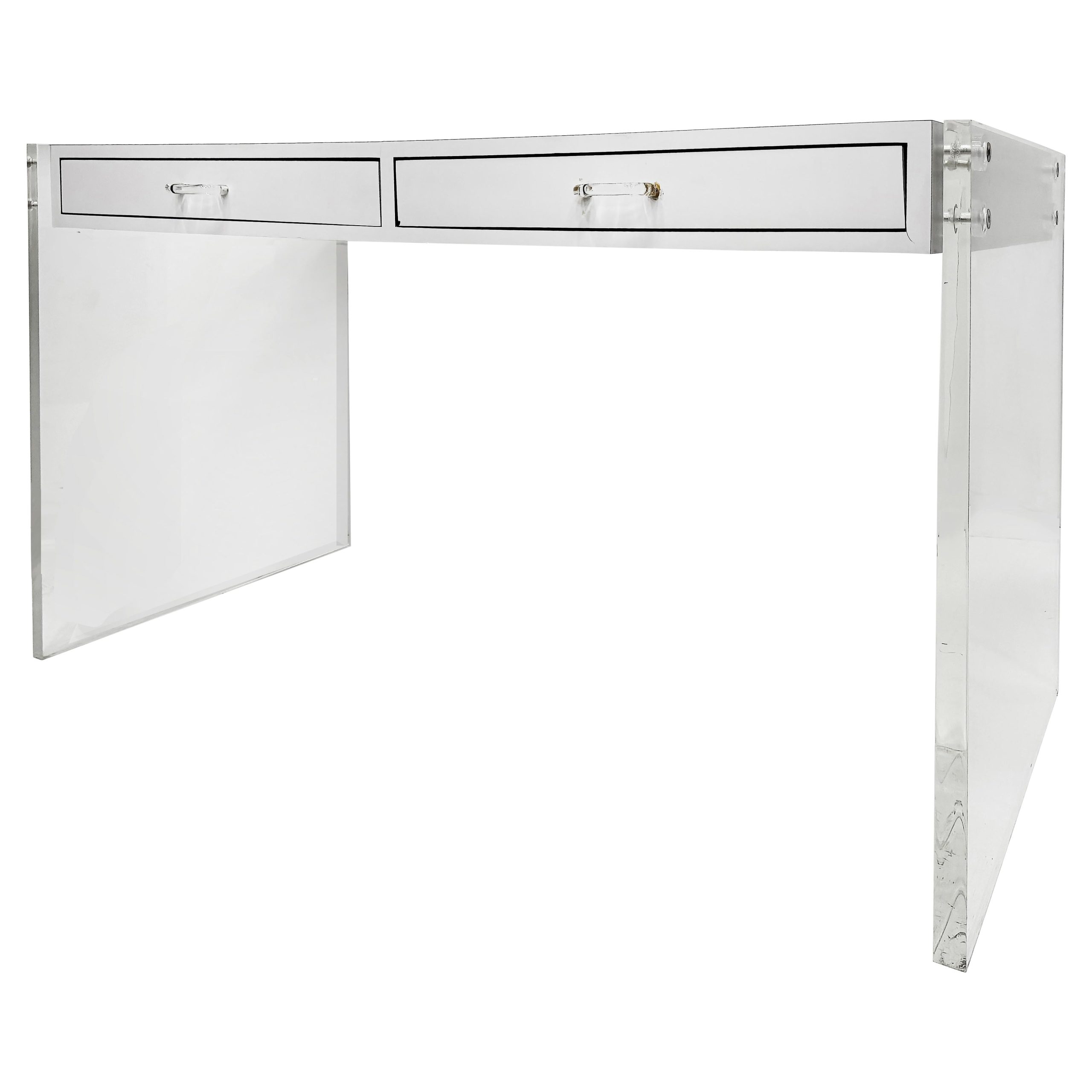 Scrivania a 2 cassetti in lucite e laminato vintage degli anni '70